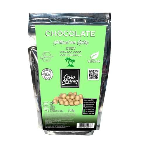 Gotas de chocolate branco diet com eritritol 20% de desconto - pacote 500g